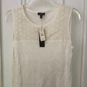 Talbots Petite Medium Cream Sleeveless Top